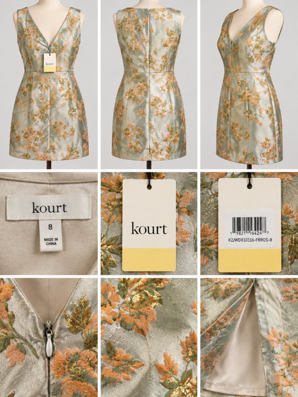 Kourt Kayla Floral Brocade Mini Dress – Size 8 – NWT